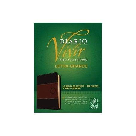 Biblia NTV de Estudio Diario Vivir Letra Grande Símil Piel Duotono Café con Índice