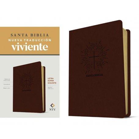 Biblia NTV Letra Súper Gigante Café Oscuro Símil Piel