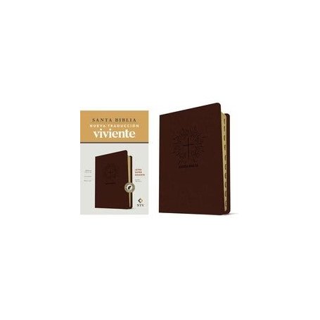 Biblia NTV Letra Súper Gigante Café Oscuro Símil Piel con Índice
