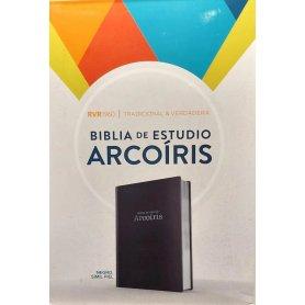Biblia RVR 1960 de Estudio Arco Iris Negro Símil Piel
