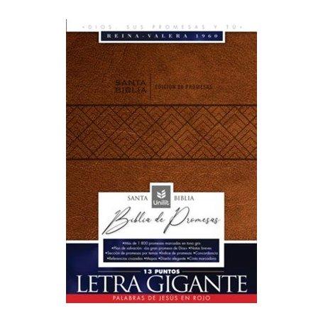 Biblia RVR 1960 de Promesas Letra Gigante Símil Piel Café