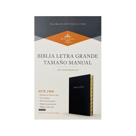 Biblia RVR 1960 Letra Grande Tamaño Manual Piel Negro