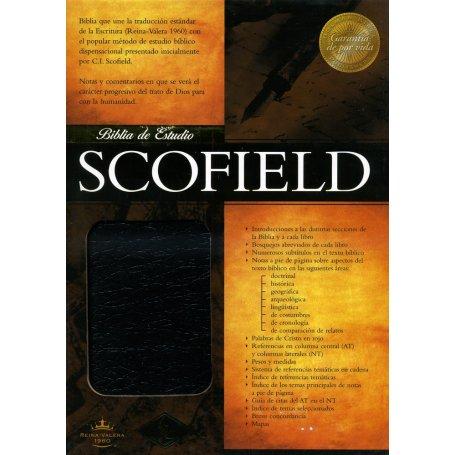 Biblia RVR 1960 de Estudio Scofield Negro Piel Fabricada con Índice
