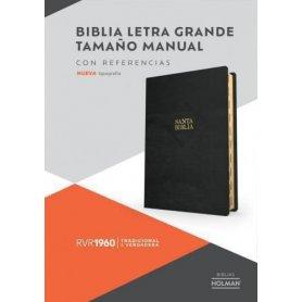 Biblia RVR 1960 Tamaño Manual Símil Piel Negra con Índice