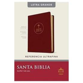 Biblia RVR 1960 Referencia Ultrafina Letra Grande Palabras de Jesús en Rojo Símil Piel Café Rojizo Índice