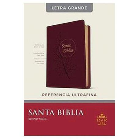 Biblia RVR 1960 Referencia Ultrafina Letra Grande Palabras de Jesús en Rojo Símil Piel Ciruela Índice