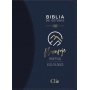 Biblia RVR 1977 de Estudio Mensaje Profético y Escatológico Piel Azul Interior a Dos Colores con Índice