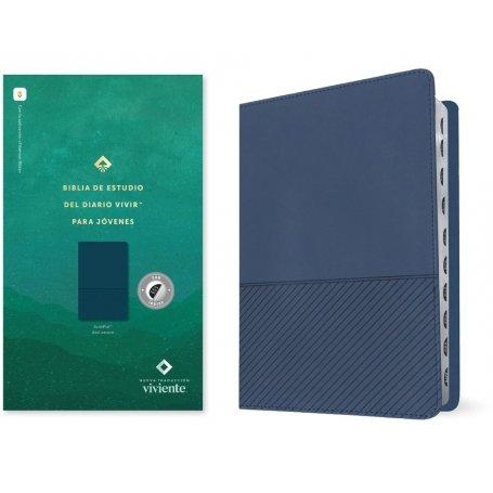 Biblia NTV de Estudio Diario Vivir para Jóvenes Azul Oscuro Símil Piel con Índice