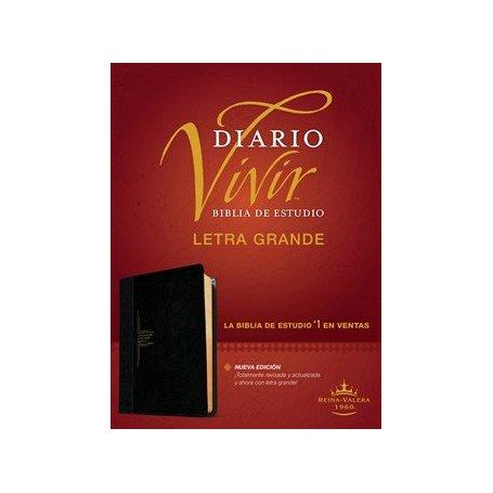 Biblia RVR 1960 de Estudio Diario Vivir Letra Grande Negro Ónice Símil Piel