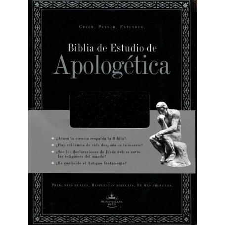 Biblia RVR 1960 de Estudio de Apologetica Negro Símil Piel