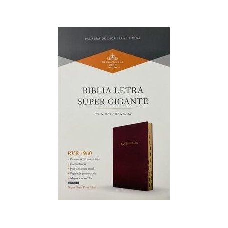 Biblia RVR 1960 Letra Súper Gigante Símil Piel Borgoña con Índice