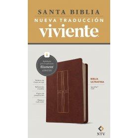 Biblia NTV Ultrafina con Filament Café Símil Piel