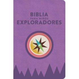 Biblia RVR 1960 para Niños Exploradores Lavanda Compás Símil Piel