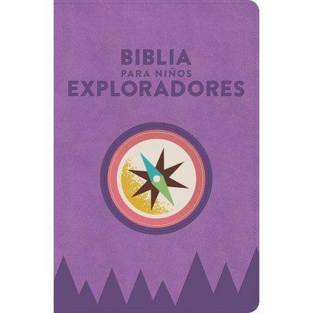 Biblia RVR 1960 para Niños Exploradores Lavanda Compás Símil Piel