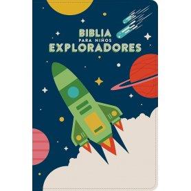 Biblia RVR 1960 para Niños Exploradores Azul Cósmico Símil Piel