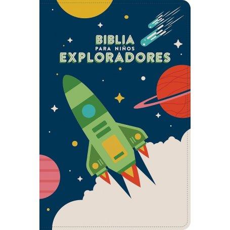 Biblia RVR 1960 para Niños Exploradores Azul Cósmico Símil Piel