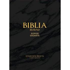 Biblia RVR 1960 Letra Súper Gigante Cuero Genuino Negro con Índice