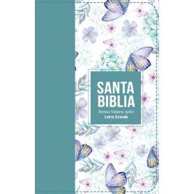 Biblia RVR 1960 Letra Grande Tamaño Manual Símil Piel Botticeli Azul