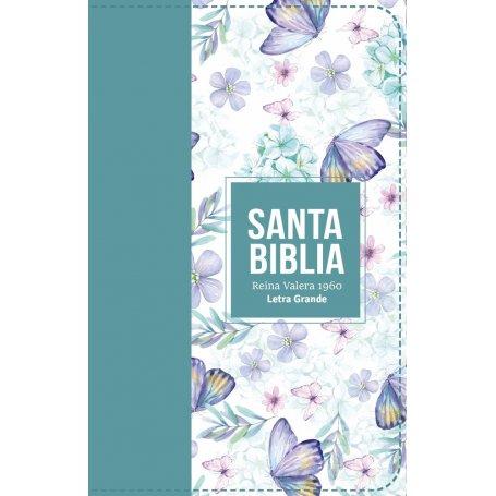 Biblia RVR 1960 Letra Grande Tamaño Manual Símil Piel Botticeli Azul