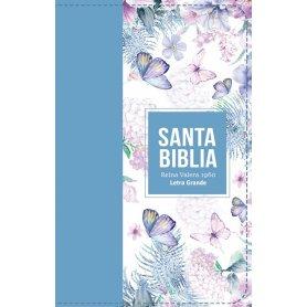 Biblia RVR 1960 Letra Grande Tamaño Manual Símil Piel Azul Acero Claro