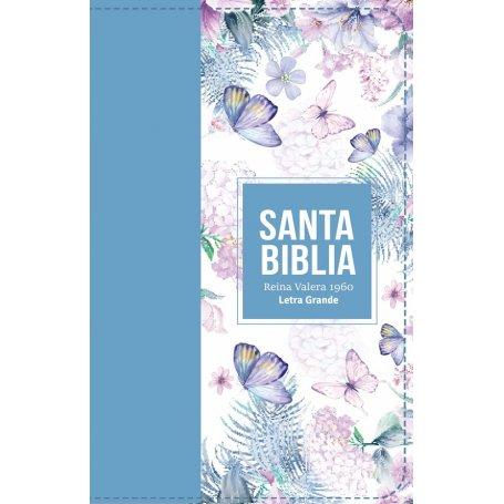 Biblia RVR 1960 Letra Grande Tamaño Manual Símil Piel Azul Acero Claro