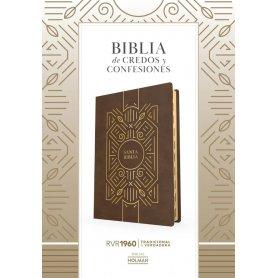 Biblia RVR 1960 de Estudio de Credos y Confesiones Café Símil Piel con Índice
