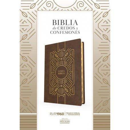 Biblia RVR 1960 de Estudio de Credos y Confesiones Café Símil Piel con Índice