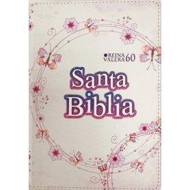 Biblia RVR 1960 Compacta Símil Piel Juvenil Mariposa Palo Rosa