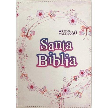 Biblia RVR 1960 Compacta Símil Piel Juvenil Mariposa Palo Rosa