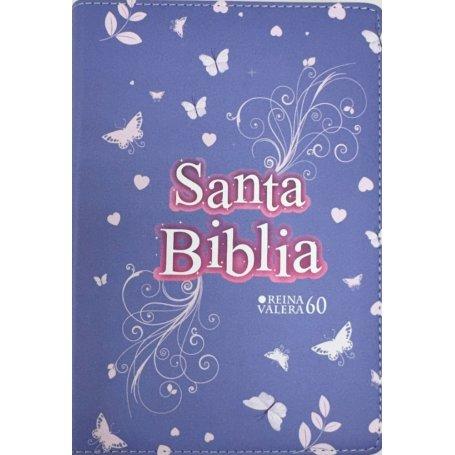 Biblia RVR 1960 Compacta Símil Piel Juvenil Mariposa Lila