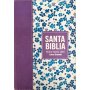 Biblia RVR 1960 Compacta Símil Piel Flores Lila Claro