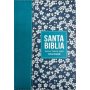 Biblia RVR 1960 Compacta Símil Piel Flores Azul Verde