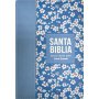 Biblia RVR 1960 Compacta Símil Piel Flores Azul Grisáceo