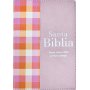 Biblia RVR 1960 Compacta Símil Piel Cuadros Rosa