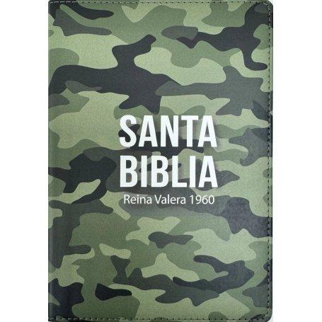 Biblia RVR 1960 Compacta Símil Piel Camuflaje Verde