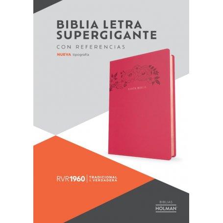 Biblia RVR 1960 Letra Súper Gigante Floral Símil Piel