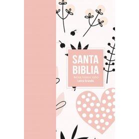 Biblia RVR 1960 Letra Grande Tamaño Manual Símil Piel Rosado