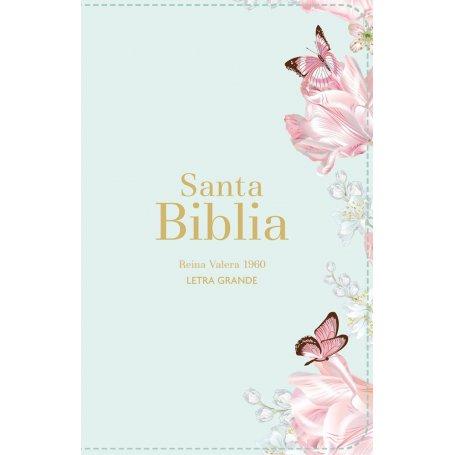 Biblia RVR 1960 Letra Grande Tamaño Manual Símil Piel Salvia Claro