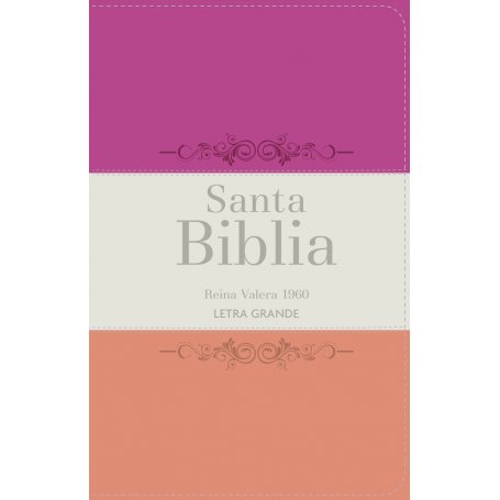 Biblia RVR 1960 Letra Grande Tamaño Manual Tricolor Guinda Crema Melón con Cierre e Índice