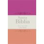 Biblia RVR 1960 Letra Grande Tamaño Manual Tricolor Guinda Crema Melón con Cierre e Índice