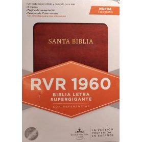 Biblia RVR 1960 Súper Gigante Marron Símil Piel