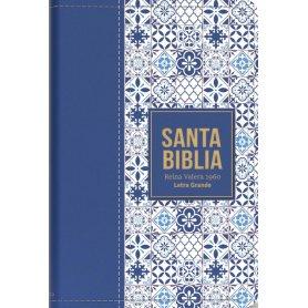 Biblia RVR 1960 Letra Grande Tamaño Manual Símil Piel Azul Claro