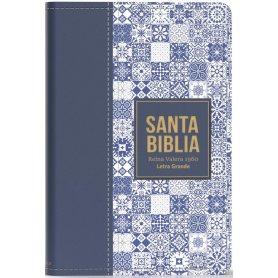 Biblia RVR 1960 Letra Grande Tamaño Manual Símil Piel Azul Oscuro