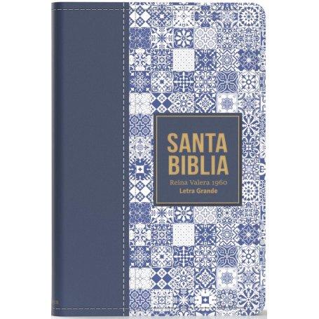 Biblia RVR 1960 Letra Grande Tamaño Manual Símil Piel Azul Oscuro