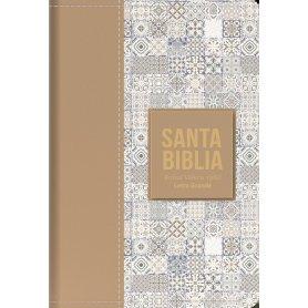 Biblia RVR 1960 Letra Grande Tamaño Manual Símil Piel Crema