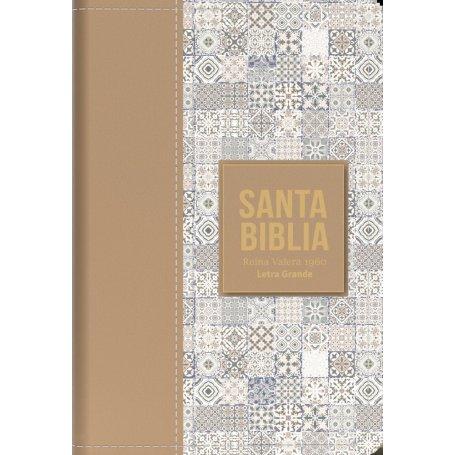 Biblia RVR 1960 Letra Grande Tamaño Manual Símil Piel Crema