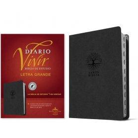 Biblia RVR 1960 de Estudio del Diario Vivir Letra Grande Símil Piel Carbón Índice Letra Roja