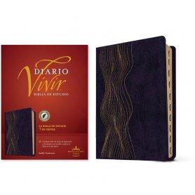 Biblia RVR 1960 de Estudio del Diario Vivir Símil Piel Morado Oscuro Índice Letra Roja