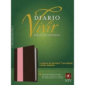 Biblia NTV de Estudio Diario Vivir Letra Grande Símil Piel Café Rosa con Índice