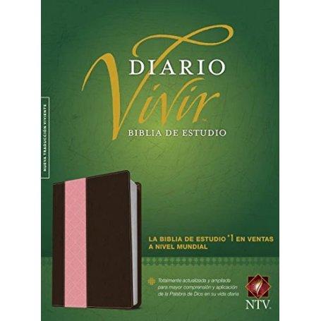 Biblia NTV de Estudio Diario Vivir Letra Grande Símil Piel Café Rosa con Índice